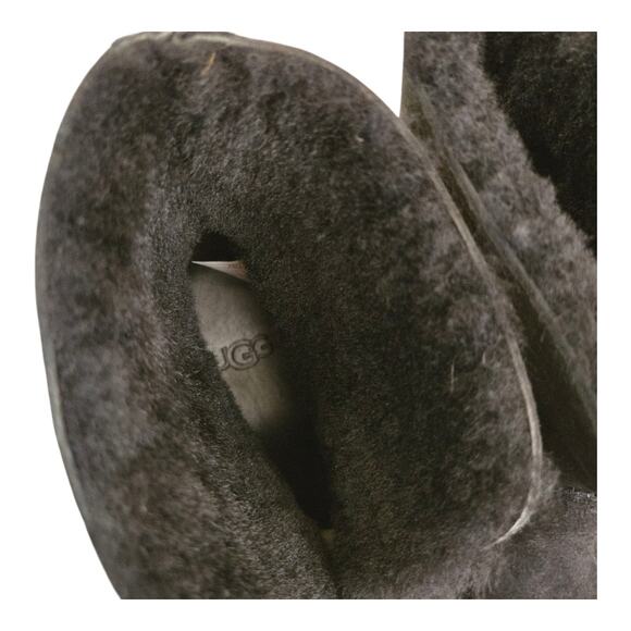 Ugg Thebes Black Suede Fur Lined Clog Boots Size 6 Chunky Platform Boho Winter - Picture 9 of 12